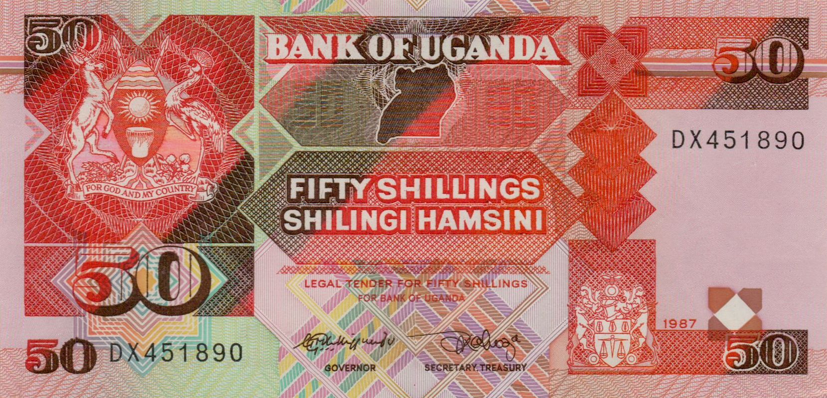 Uganda 50 1987 UNC P-30/a